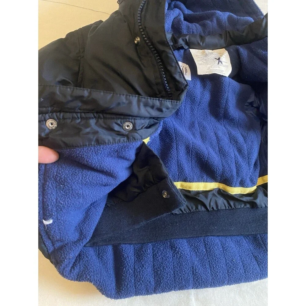 VTG Baby Gap Navy Down Puffer Jacket 18 24M Y2K Gorpcore Winter Coat Fleece EUC